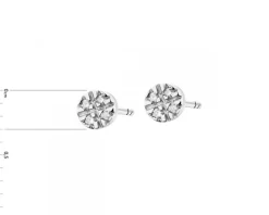 Kolczyki z białego złota z diamentami - 0,01 ct - próba 585