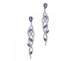 Kolczyki z białego złota z diamentami - 0,006 ct - próba 375