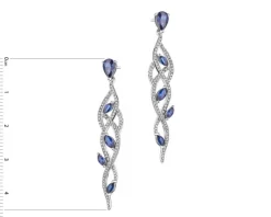 Kolczyki z białego złota z diamentami - 0,006 ct - próba 375