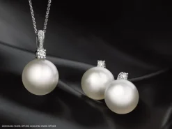 Kolczyki z białego złota z brylantami i perłami South Sea - próba 585