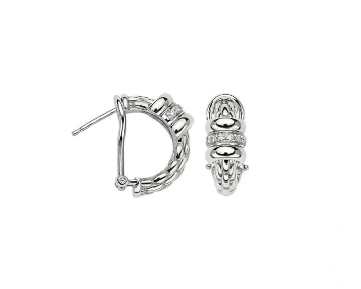 Kolczyki z białego złota z brylantami - 0,10 ct - próba 750