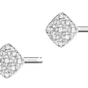 Kolczyki z białego złota z diamentami - kwadraty - 0,05 ct - próba 375