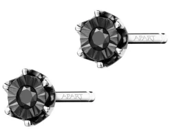Kolczyki z białego złota z czarnymi brylantami - 0,02 ct - próba 375