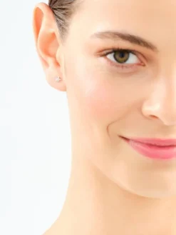 Kolczyki z białego złota z diamentami - gwiazdy - 0,006 ct - próba 585