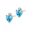 Kolczyki z białego złota z diamentami i topazami - serca - próba 375