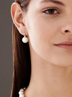 Kolczyki z białego złota z brylantami i szafirami - próba 585