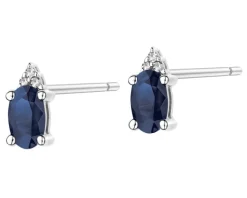 Kolczyki z białego złota z diamentami i szafirami - próba 375