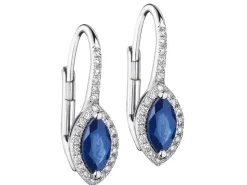 Kolczyki z białego złota z diamentami i onyksami - próba 585