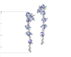 Kolczyki z białego złota z diamentami, tanzanitami i topazami białymi - próba 585