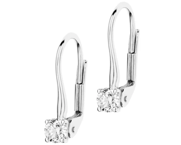 Kolczyki z białego złota z brylantami - 0,33 ct - próba 585