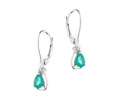 Kolczyki z białego złota z diamentami i szmaragdami - próba 585