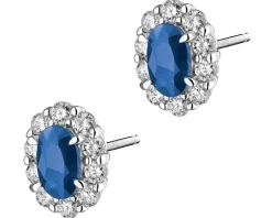 Kolczyki z białego złota z brylantami i szafirami - próba 585