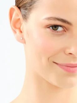 Kolczyki z białego złota z brylantami - 0,05 ct - próba 585