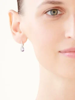 Kolczyki z białego złota z diamentami i ametystami - próba 585