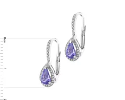 Kolczyki z białego złota z diamentami i tanzanitami - próba 585