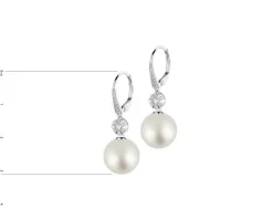 Kolczyki z białego złota z brylantami i perłami South Sea - próba 750