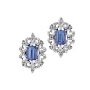 Kolczyki z białego złota z brylantami i tanzanitami - próba 585