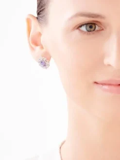 Kolczyki z białego złota z brylantami i tanzanitami - próba 585