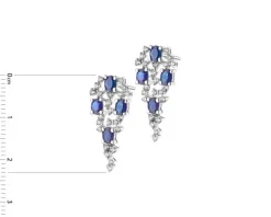 Kolczyki z białego złota z diamentami i szafirami - próba 585