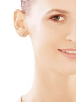 Kolczyki z białego złota z diamentami i tanzanitami - próba 585