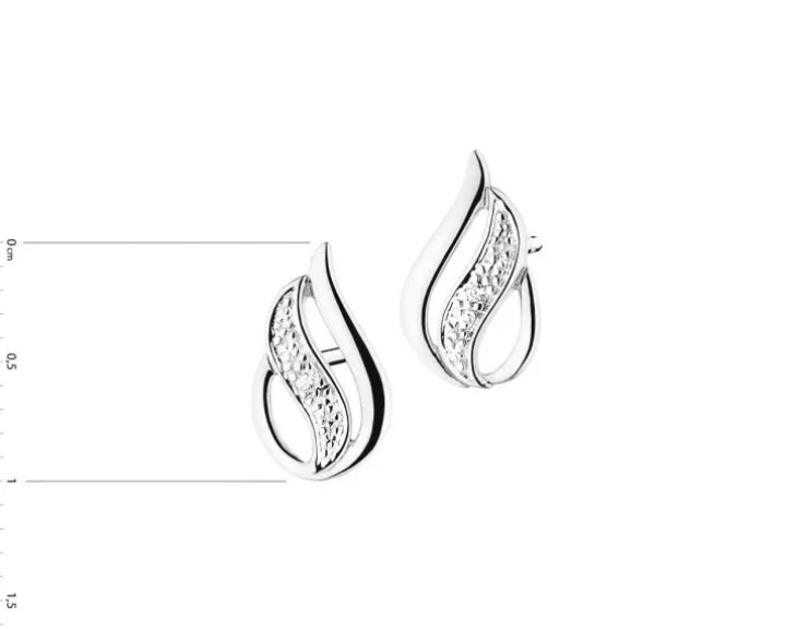 Kolczyki z białego złota z brylantami - 0,01 ct - próba 585