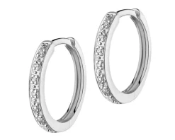 Kolczyki z białego złota z diamentami – koła - 0,04 ct - próba 375