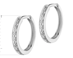 Kolczyki z białego złota z diamentami – koła - 0,04 ct - próba 375