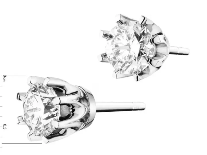 Kolczyki z białego złota z brylantami – SI2/H - 1,00 ct - próba 585