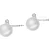 Kolczyki z białego złota z diamentami i perłami - próba 585