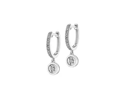 Kolczyki z białego złota z diamentami - 0,19 ct - próba 585