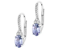 Kolczyki z białego złota z brylantami i tanzanitami - próba 585