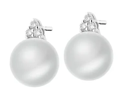 Kolczyki z białego złota z diamentami i topazami London Blue - próba 585