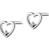 Kolczyki z białego złota z diamentami - serca - 0,008 ct - próba 375