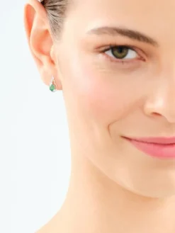 Kolczyki z białego złota z diamentami i szmaragdami - próba 375