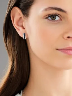 Kolczyki z białego złota z brylantami i szafirami - próba 585