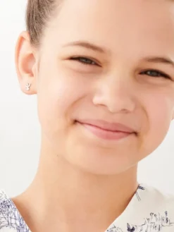 Kolczyki z białego złota z diamentami- aniołki - 0,004 ct - próba 375