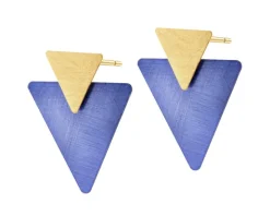 Kolczyki z brązu pozłacane - trójkąty