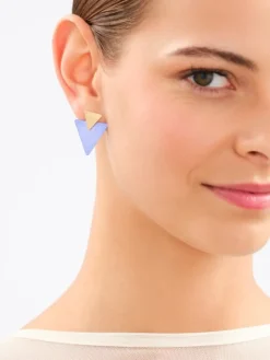 Kolczyki z brązu pozłacane - trójkąty