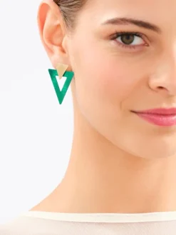 Kolczyki z brązu pozłacane - trójkąty