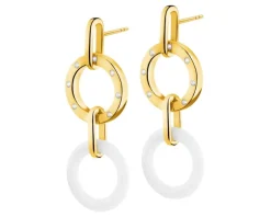 Kolczyki z ceramiki i mosiądzu pozłacane z cyrkoniami