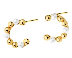 Kolczyki z mosiądzu pozłacane z perłami