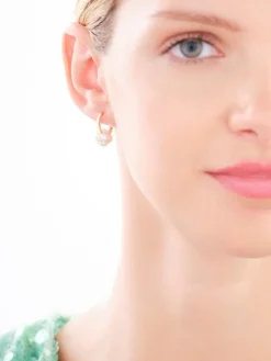 Kolczyki z mosiądzu pozłacane z cyrkoniami i perłami