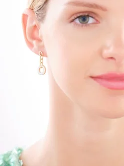 Kolczyki z mosiądzu pozłacane z masą perłową