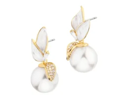 Kolczyki z mosiądzu pozłacane z perłami i cyrkoniami