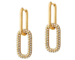 Kolczyki z mosiądzu pozłacane ze szklanymi detalami