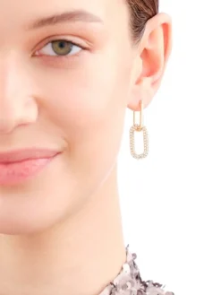 Kolczyki z mosiądzu pozłacane ze szklanymi detalami