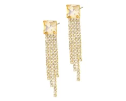 Kolczyki z mosiądzu pozłacane z cyrkoniami i szklanymi detalami