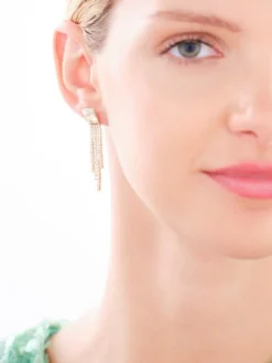 Kolczyki z mosiądzu pozłacane z cyrkoniami i szklanymi detalami