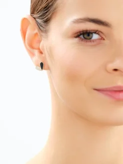 Kolczyki z mosiądzu pozłacane z agatami i cyrkoniami - serca