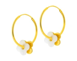 Kolczyki z mosiądzu pozłacane z masą perłową - kwiaty